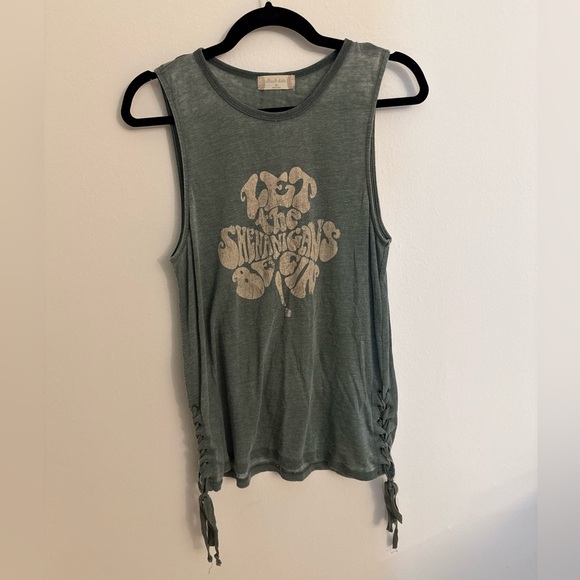 Altar’d State ‘Let The Shenanigans Begin’ Green Graphic Tank with in Medium - Picture 5 of 6